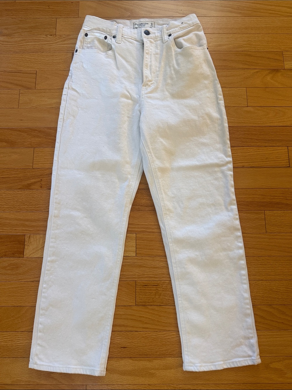 Abercrombie & Fitch White Ankle Straight Ultra High-Rise Jeans